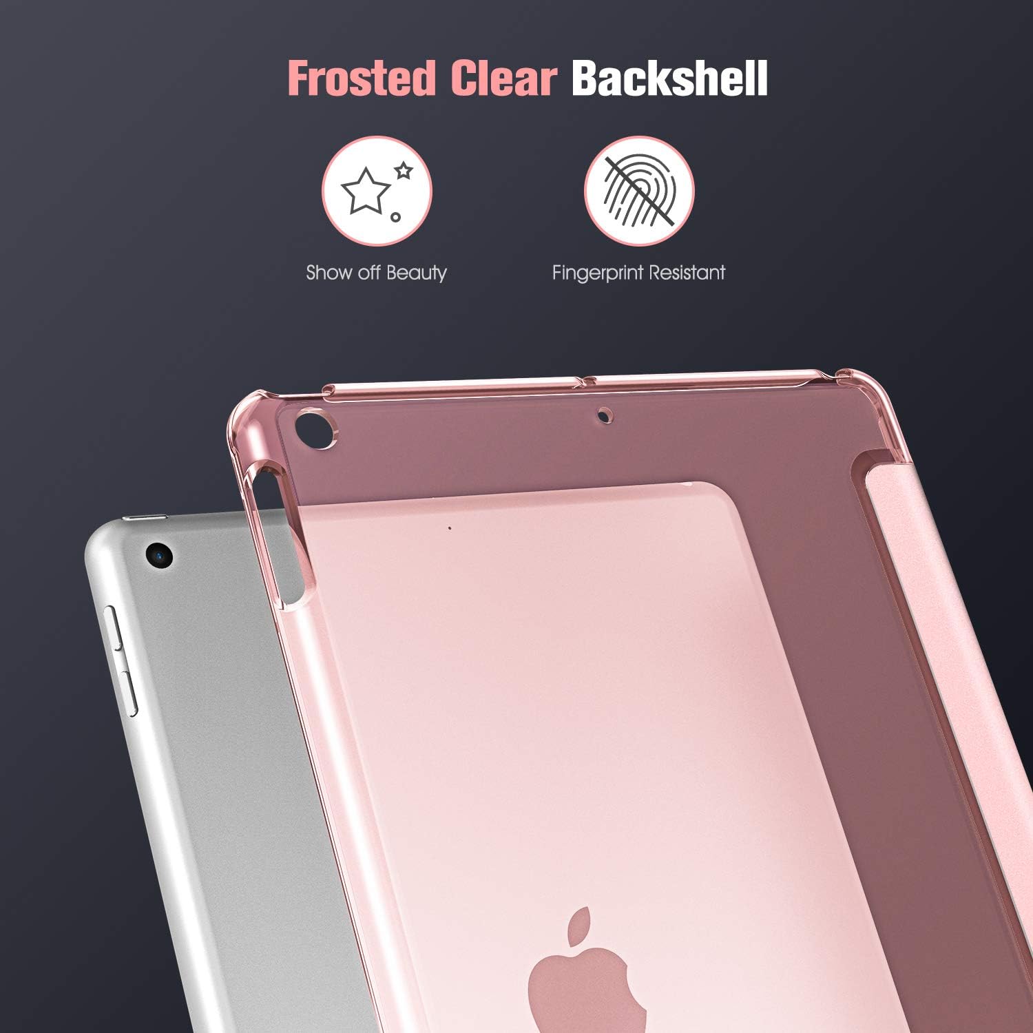 Fintie Case for iPad 10.2 Inch 9th Generation (2021) / 8th Generation (2020) / 7th Gen (2019)- Lightweight SlimShell Stand Cover with Translucent Hard Back Protector, Auto Sleep/Wake, Rose Gold