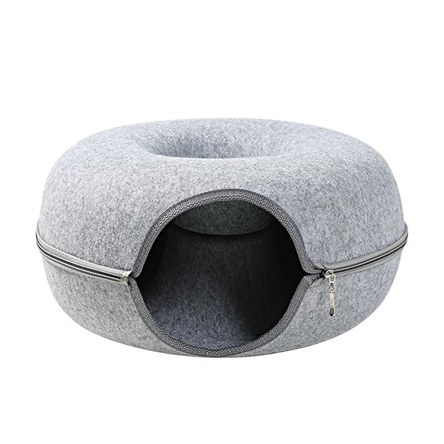 Foto 4 de 8 de Cama de túnel para gatos, casa de tubo 2 en 1 para conejos gatitos jugando ocultando fieltro suave…