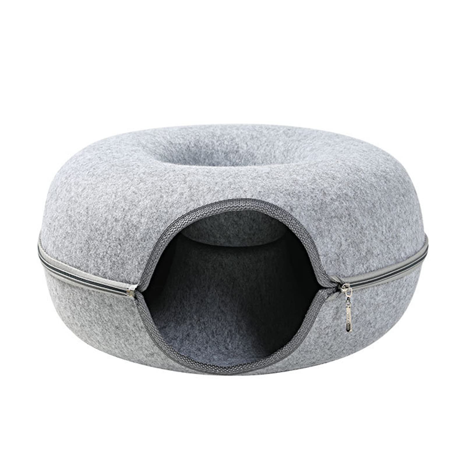 Lit tunnel rond en feutre pour chat avec jouet amovible maison modulable pour intérieur