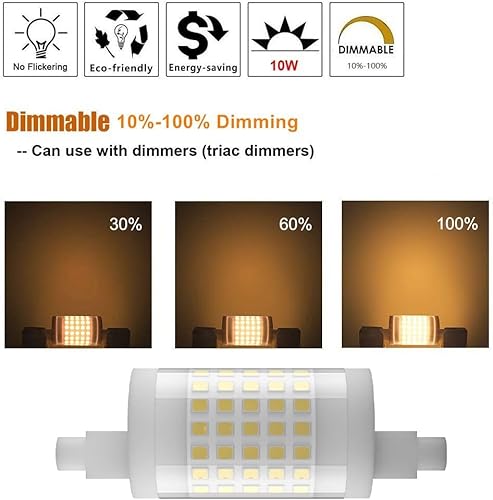 Miniatura 3 de Familite Bombilla LED R7S de 3.071 in, luz de inundación J78 regulable de 10 W, reemplazo halógeno T3 de 100 W, blanco cálido 3000 K, paquete de 2