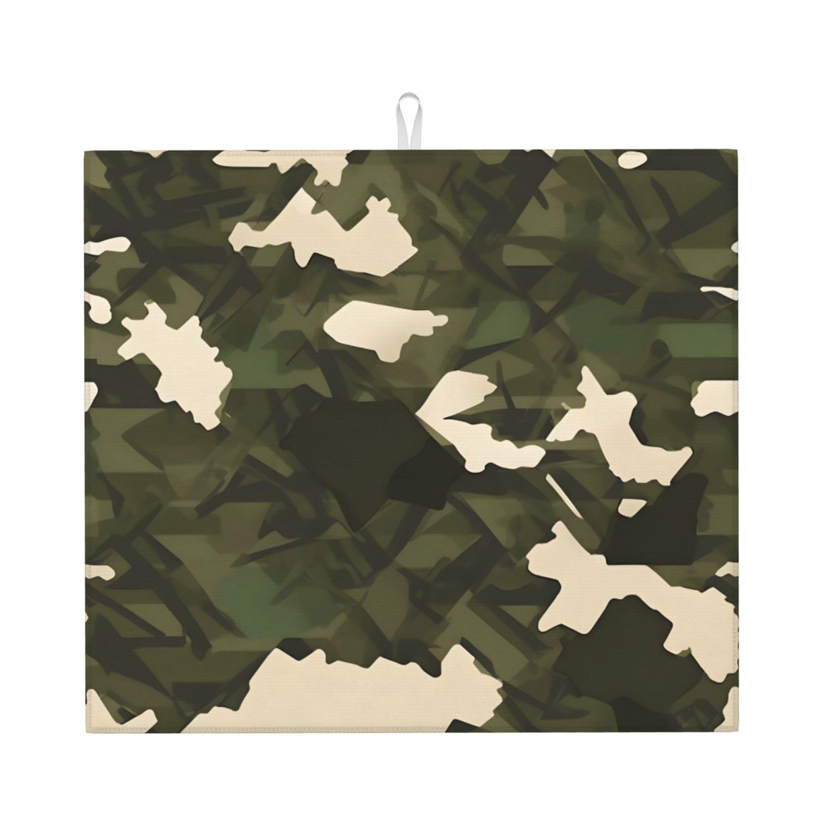 WHJSSF Army camouflage Prints Kitchen Drying Mat – Absorbent Dish Throw for Countertops, Quick-Dry Non-Slip Layer with Stylish Prints, Ideal Housewarming Gift
