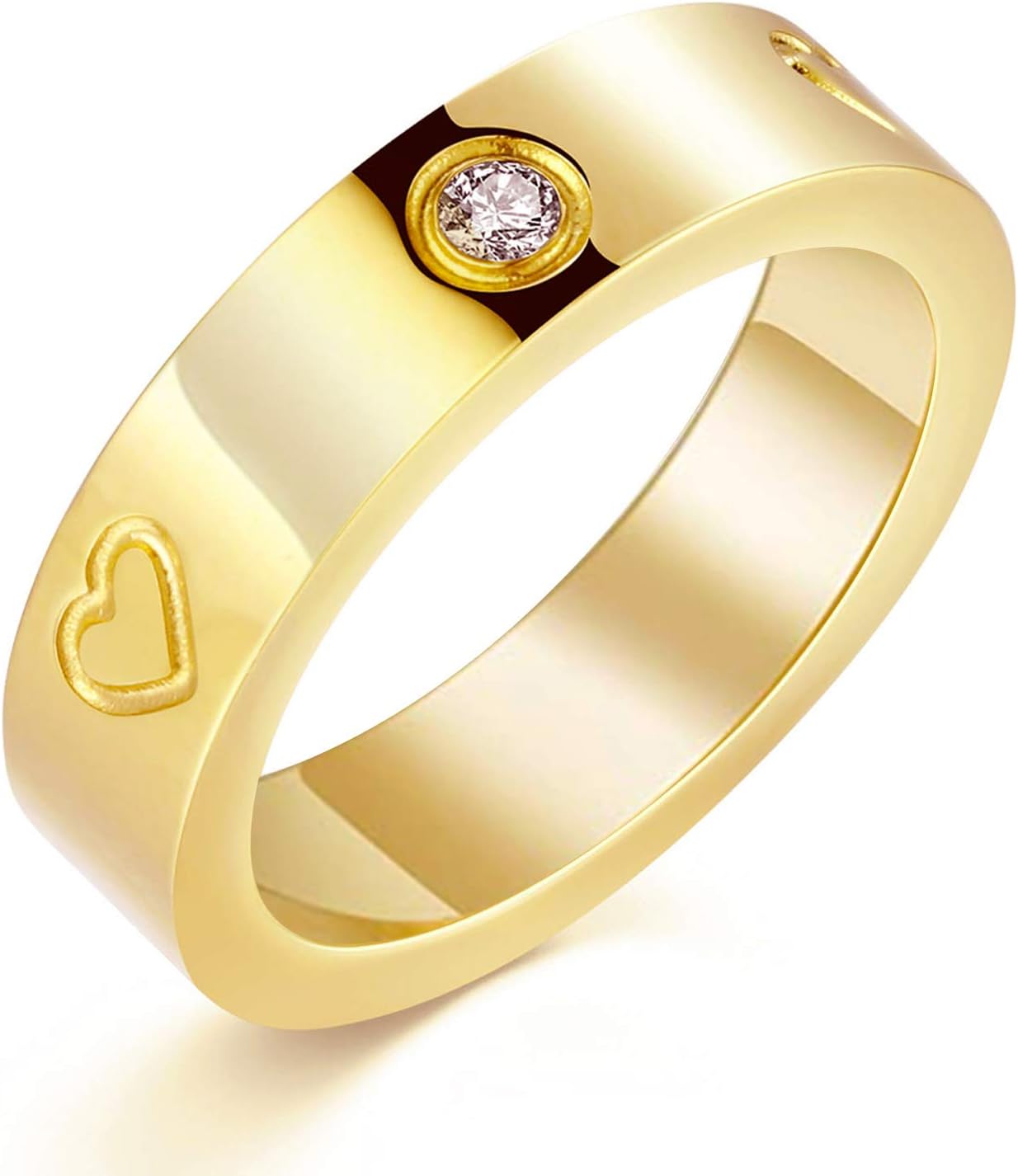PDWZNBA Love Friendship Ring 18K Gold Silver Rose Plated Cubic Zirconia Stainless Steel Promise Ring Wedding Band Jewelry Birthday Gifts for Women
