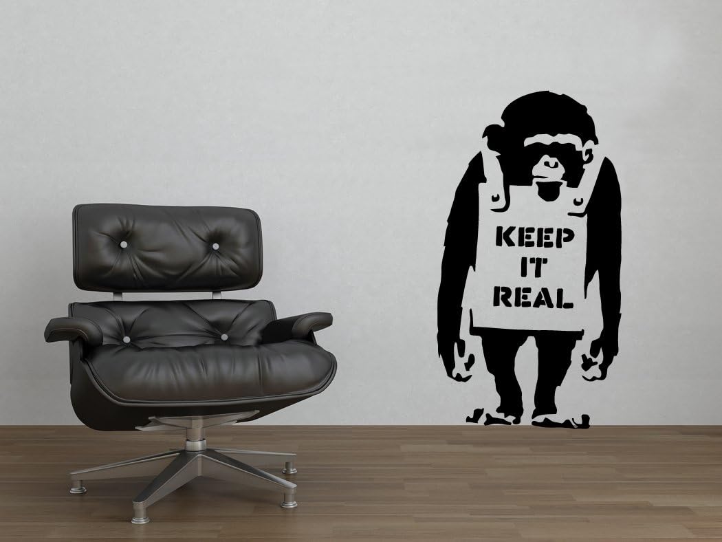Banksy Keep It Real Chimp Street Graffiti Art Wall Decal - 25" x 14"