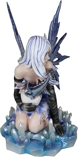 Miniatura 5 de Ebros Gift Figura mágica coleccionable de hada gótica azul con dragón bebé negro de 12.25 pulgadas de alto