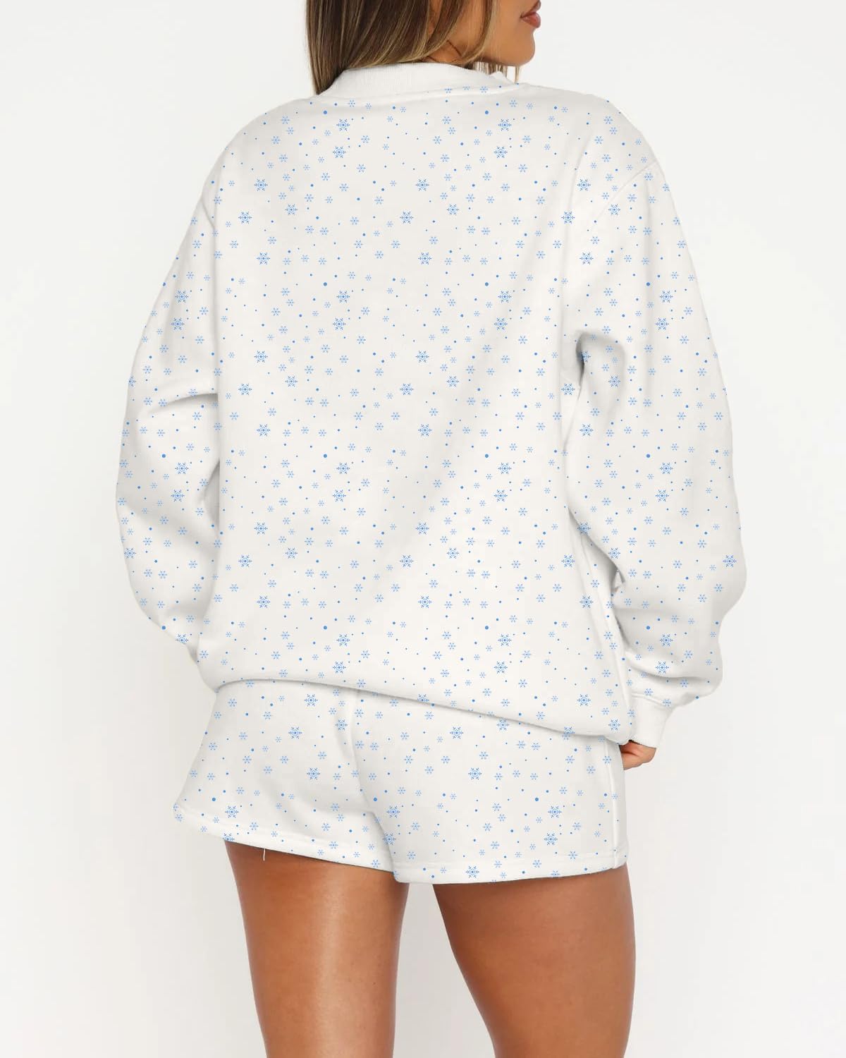 BAIGRAM Women Oversized Crew Neck Snowflake Ditsy Floral Sweatshirt Comfy Fleece Pullover Y2K Aesthetic 2025 Fall Clothes - Image 3