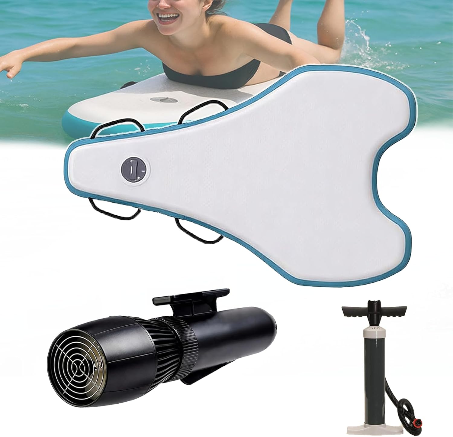 Tabla de Surf Electrica, Motorized Surfboard with Detachable Underwater Propulsion & Inflatable Body Board, Long Battery, for Surfing Snorkeling Beach Lake Travel