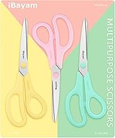 Vista 8 de Tijeras iBayam - Tijeras multiusos de 8 pulgadas, paquete de 3 unidades, ultra afiladas de 0.098 in de grosor, agarre cómodo para accesorios