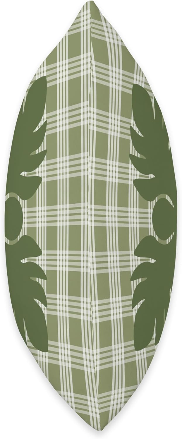 Hawaiian Green Palaka with 'Ulu Quilt Square Throw Pillow