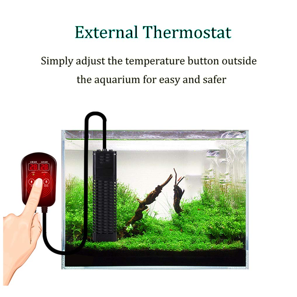 Calentador sumergible para pecera, calentador de acuario de alta potencia de 50-1200 W con controlador táctil externo y protección contra sobretemperatura