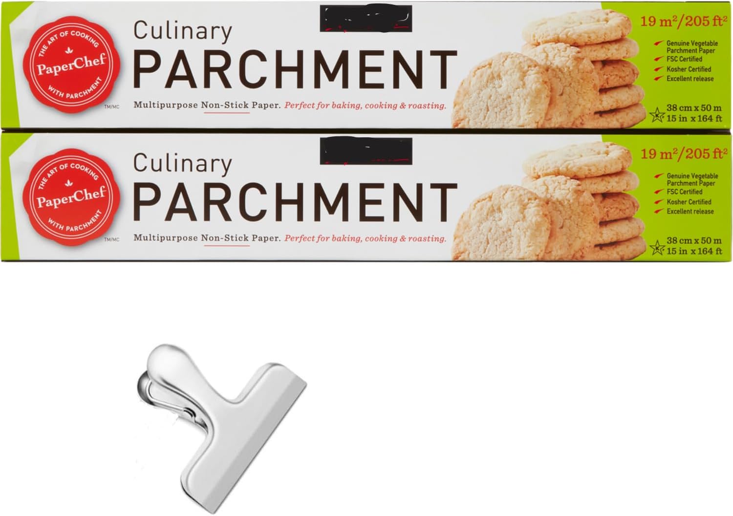 Baking Parchment Paper Sheets Non Stick Parchment Paper 15" X 164", 205 Total Sq Ft Per Roll Pack Of 2 With A Scooply Bag Clip