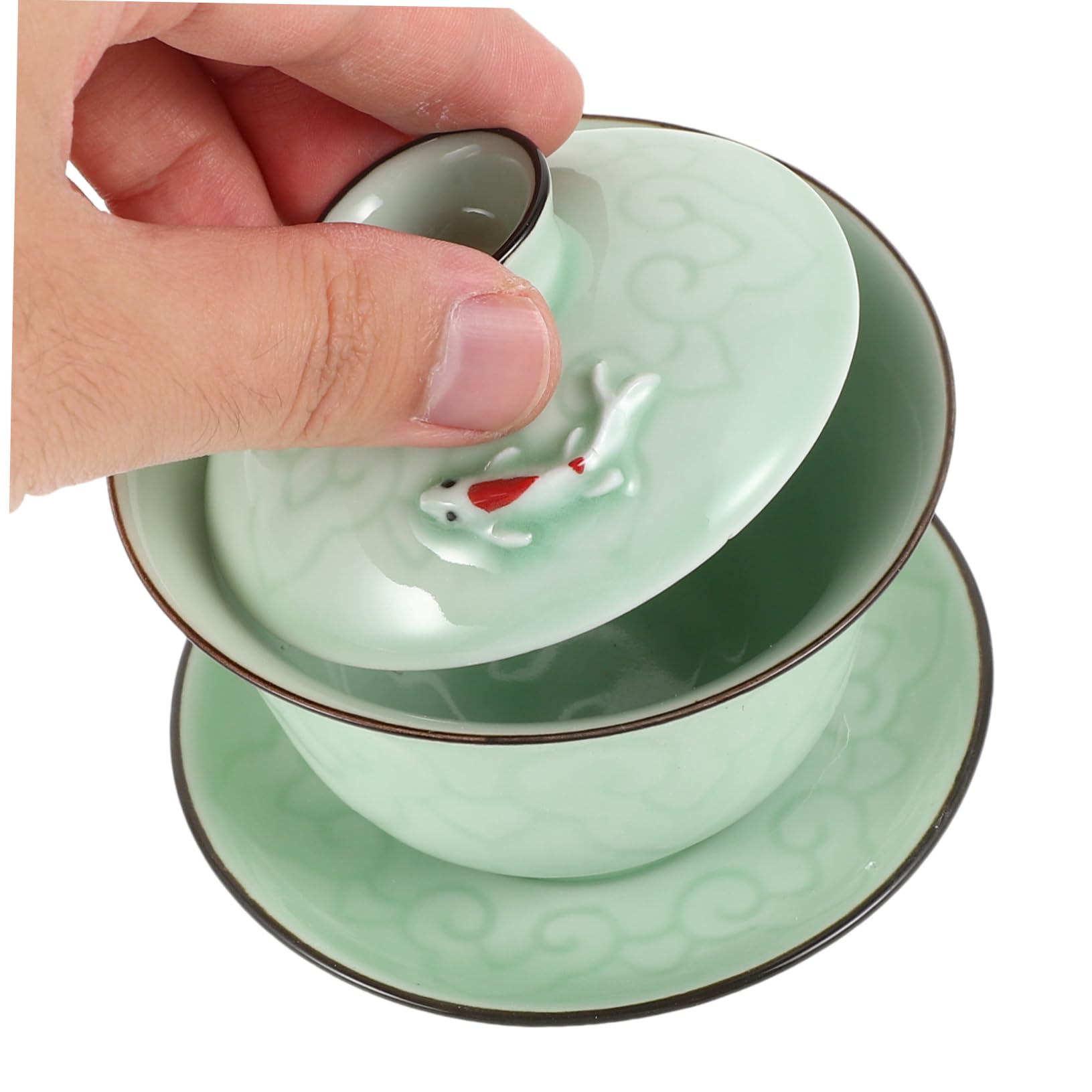 Tradycyjny chiński ceramiczny kubek do herbaty, spodek, pokrywka, mały kubek na imprezę