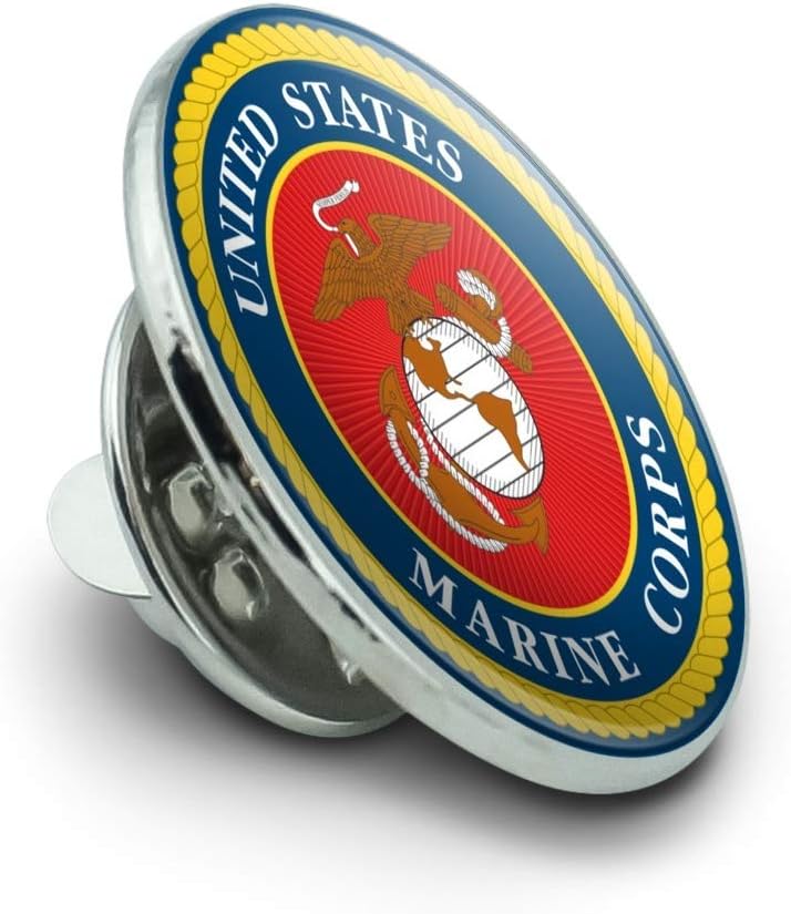 Marines USMC Logo Blue Red Gold Officially Licensed Metal 0.75" Lapel Hat Pin Tie Tack Pinback - Image 2