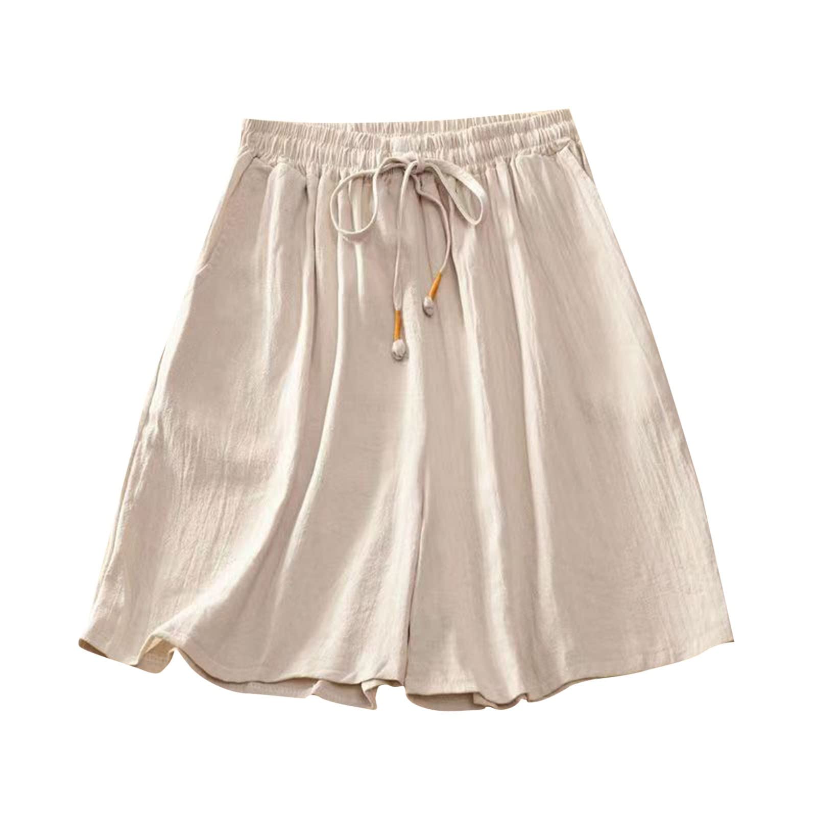 Sunnyuk Bermudas Mujer Holgados De Pierna Ancha Shorts Mujer Pantalones Cortos Verano Casual Alta Cintura Elástica Cordón Shorts