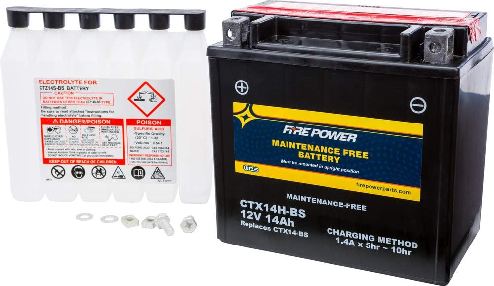 Fire Power Maintenance Free Battery CTX14H-BS Compatible With Honda GL1500CF Valkyrie Interstate 1999-2001