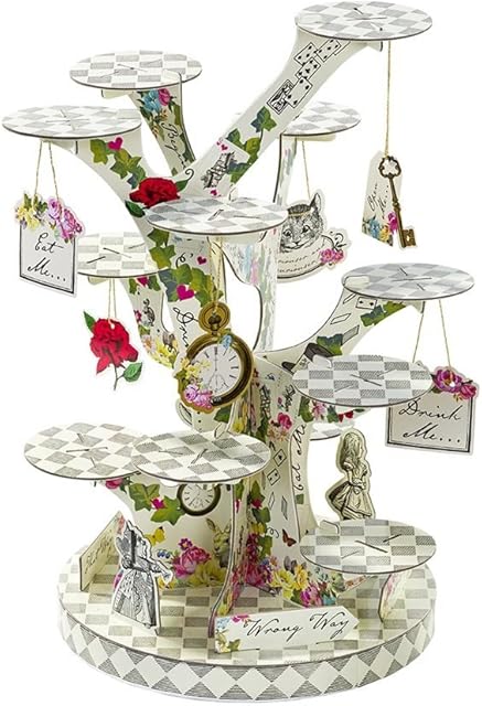 Talking Tables Alice in Wonderland Cupcake Stand Centrepiece Mad Hatter Tea Party, Paper, Mixed Colours, Height 59cm, 23"