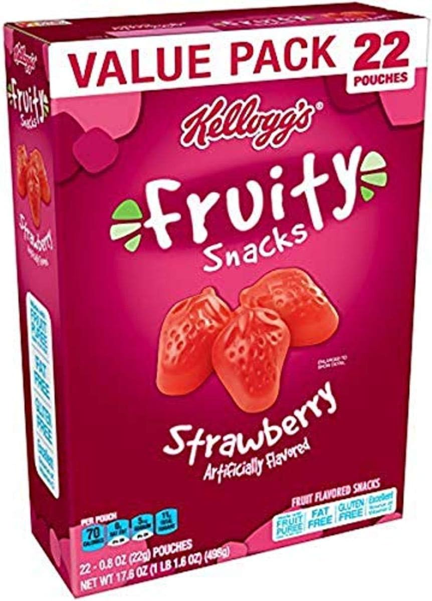 Fruit Flavored Snacks Fruity Snacks Strawberry Flavored Fruit Snacks, 22 Count, Pack of 6
