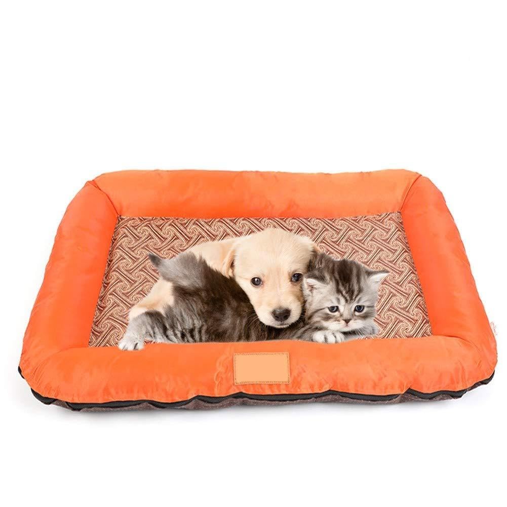 Lits pour chiens et chats orange : panier déhoussable avec coussin rembourré confortable