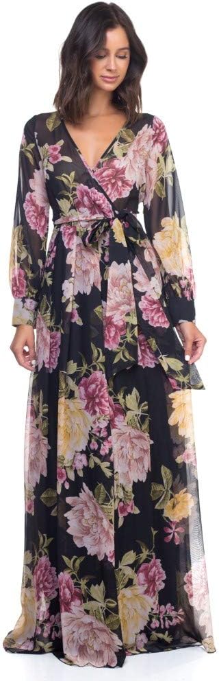 Chiffon Maxi Dress (Black, M)