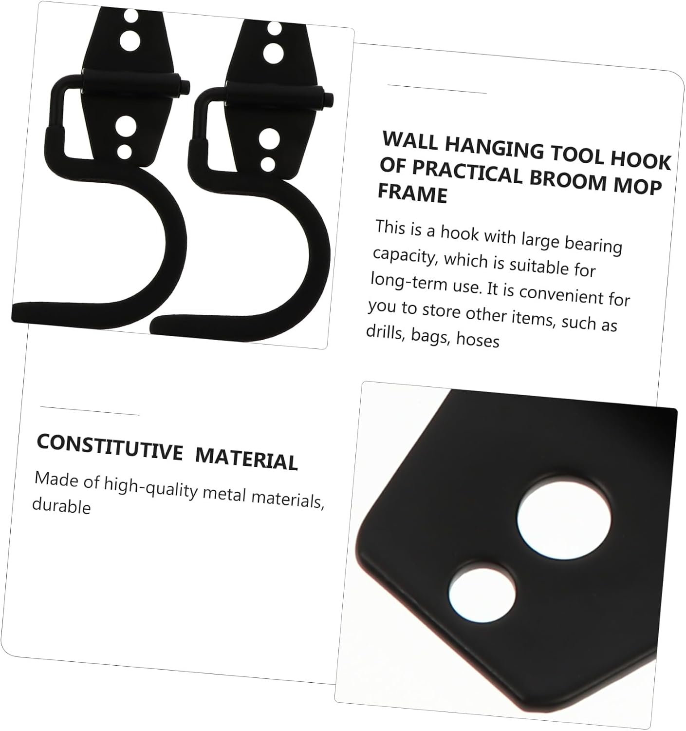 5-Pack Heavy Duty Wall Mount Hooks for Garage Storage Mop and Broom Holder Sturdy Tool Organizer for Garden and Home