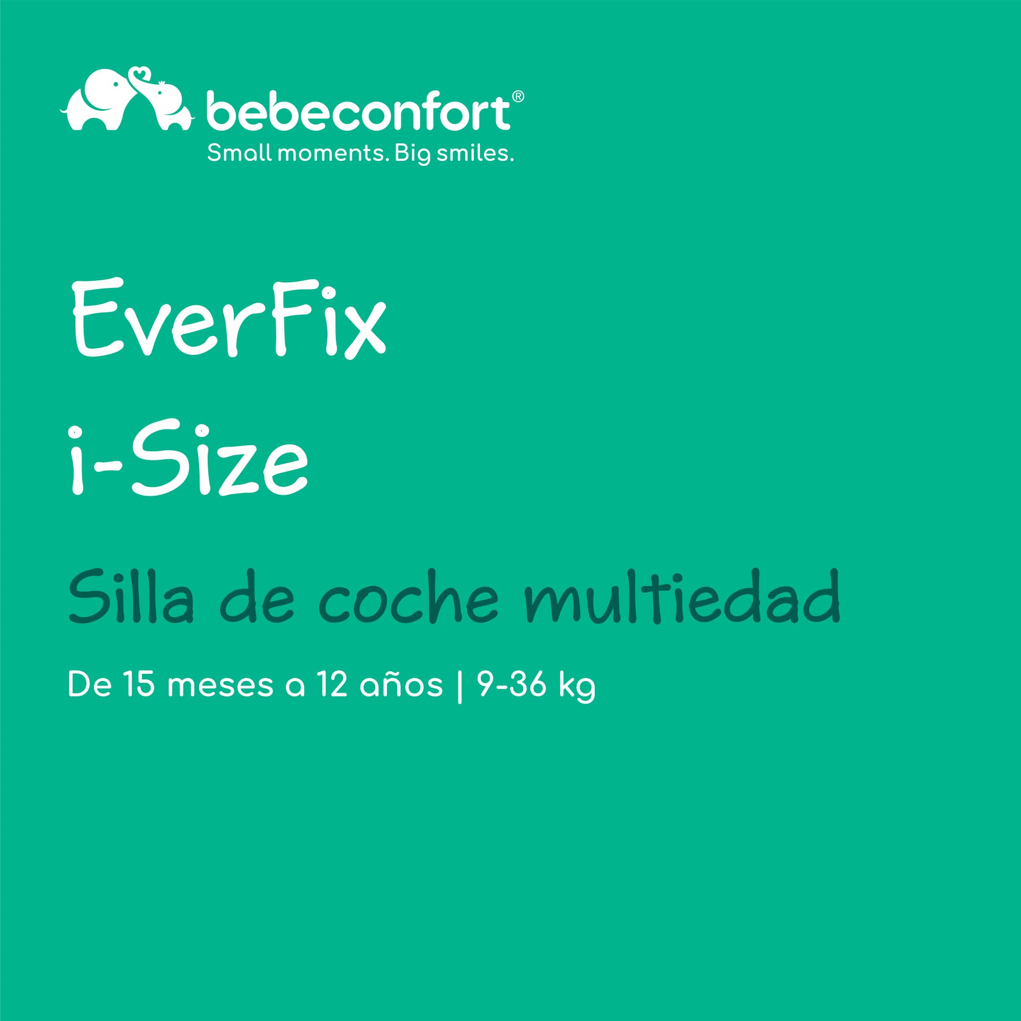 Bebeconfort Ever Fix i-Size, Silla de coche isofix grupo 123, Reclinable 4 posiciones, Protectores laterales, Para niños de 15 meses a 12 años, Black Mist