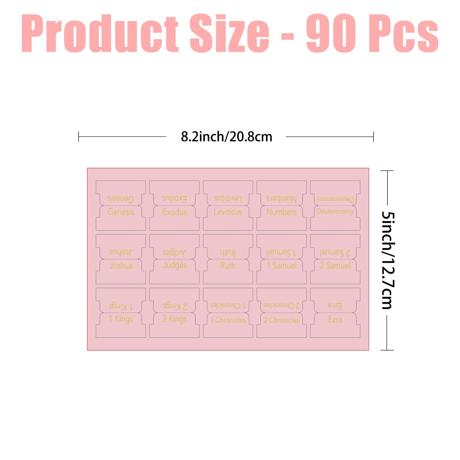 Bijbel Tabs Set – 90 Stuks Roze Met Gouden Letters, Zelfklevend & Scheurbestendig – Voor Studiebijbel, Oude & Nieuwe Testament – Groot Letterformaat (21 X 13 Cm)