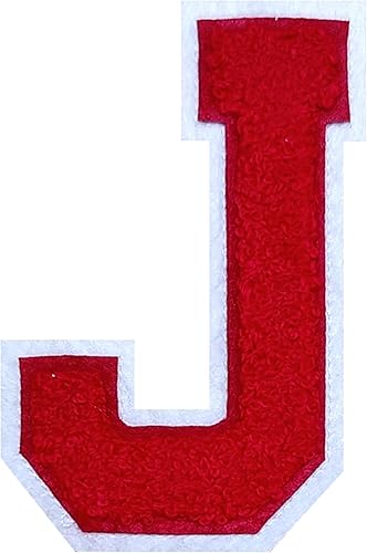 Miniatura 38 de 2 parches de letras de felpilla termo-adhesivas de 4.5 pulgadas, parches de letras universitarias con puntada de felpilla roja/blanca para ropa (H)