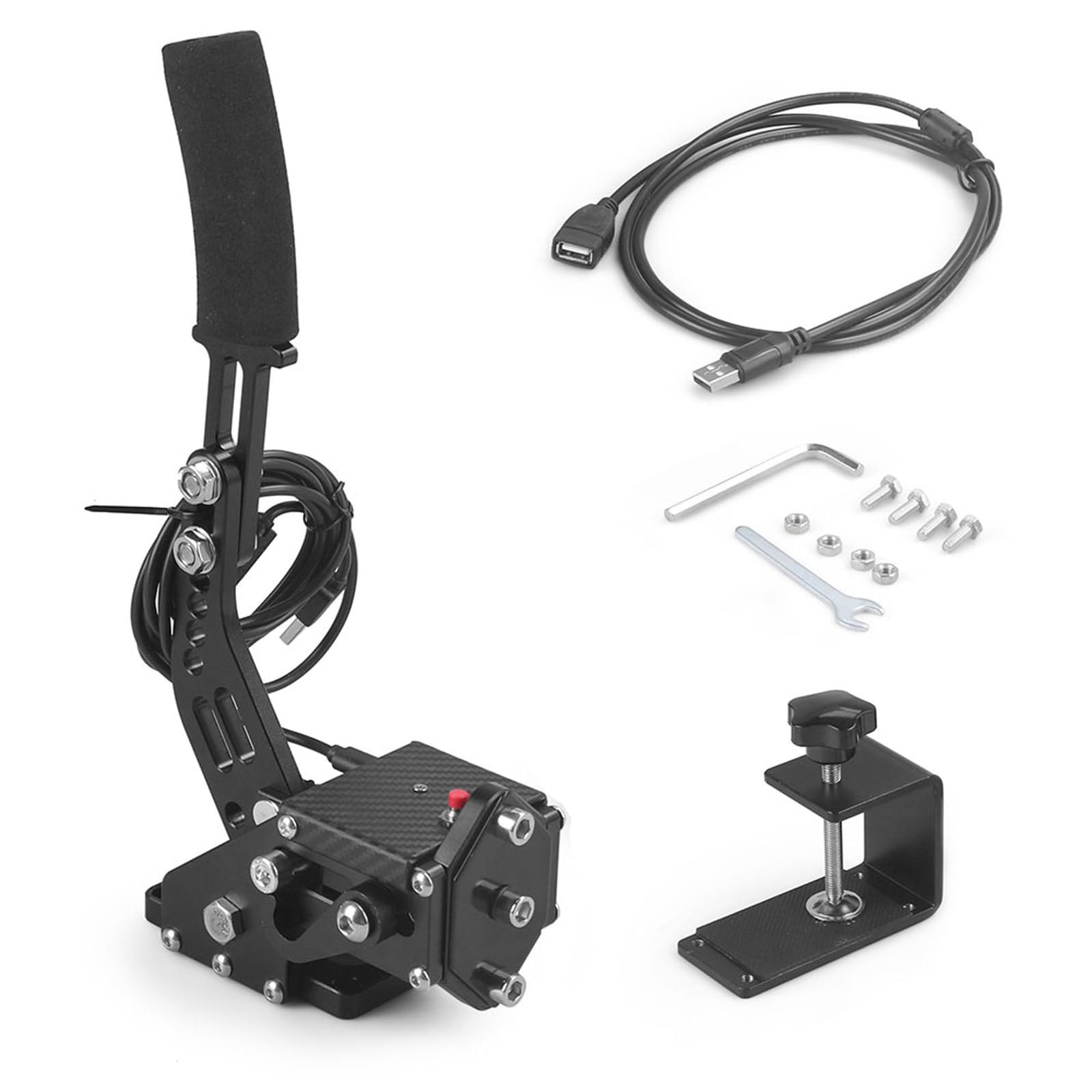 64Bit PC/PS4/PS5 USB Handbrake Upgrade SIM Racing Games Handbrake,PS4 & PS5 Support For Logitech G29,PC USB all Steering wheel available,1.8M Cable/With Fixing Clip/Reinforced Spring black