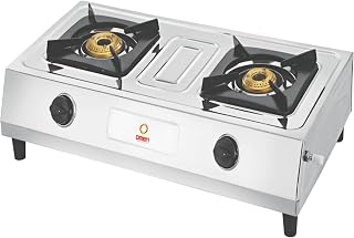 Omen Changing Lives Majestic 2 Burner Gas Stove Stainless Steel (Chulha) Manual Ignition Skid-Proof Legs High-Efficiency Brass Burners ISI Certified 2 Year Warranty