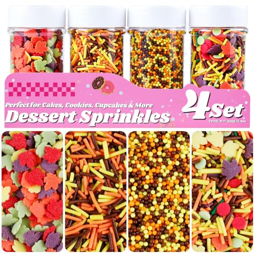 Fall Sprinkles for Baking, 11.3oz Edible Autumn Leaf Thanksgiving Sprinkles