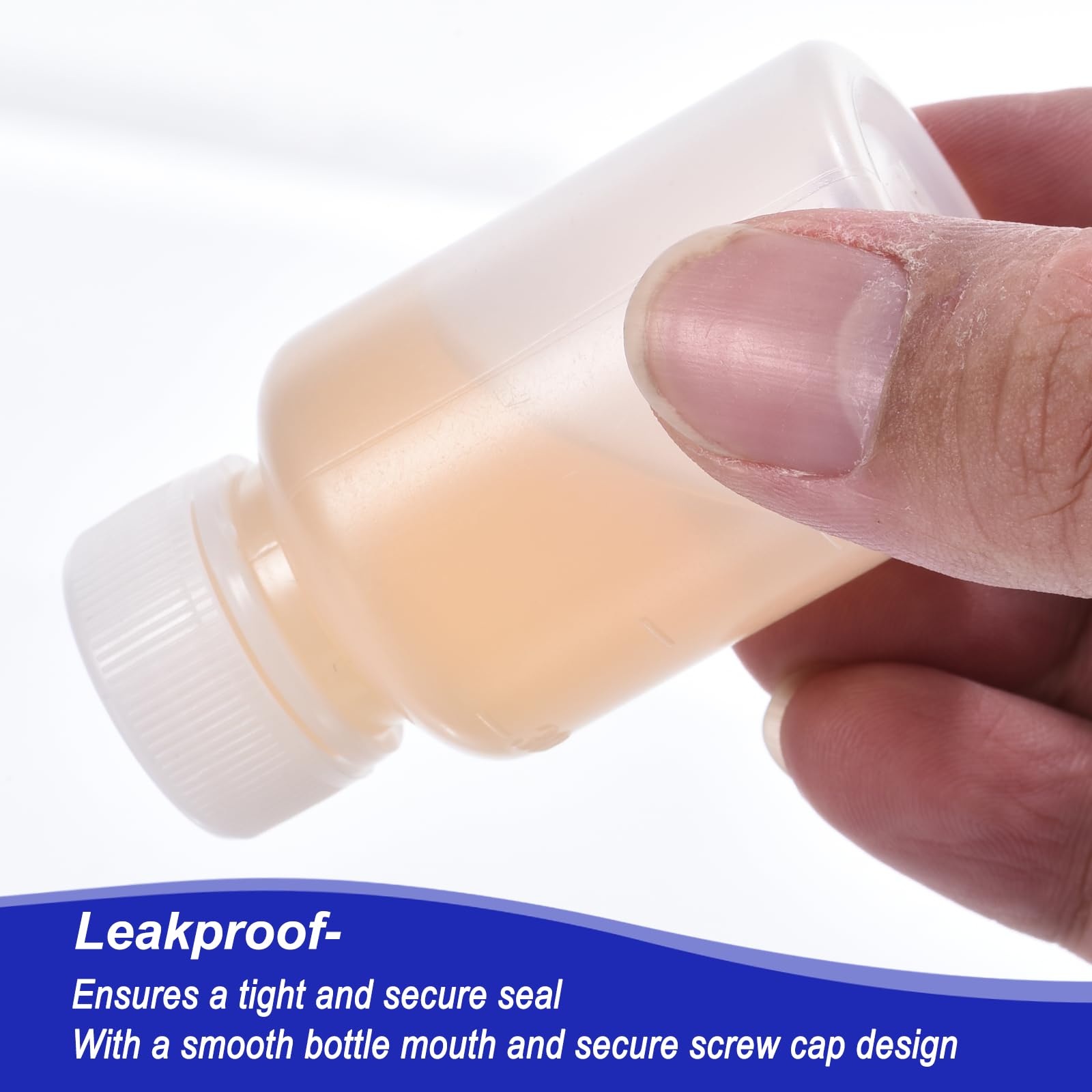 PATIKIL 50 Stück 30ml Kunststoff Flasche, PE Weithalsflasche Rundflaschen mit Schraubverschluss für die Lagerung von Labormedien, Reagenzien, undurchsichtiges Weiß