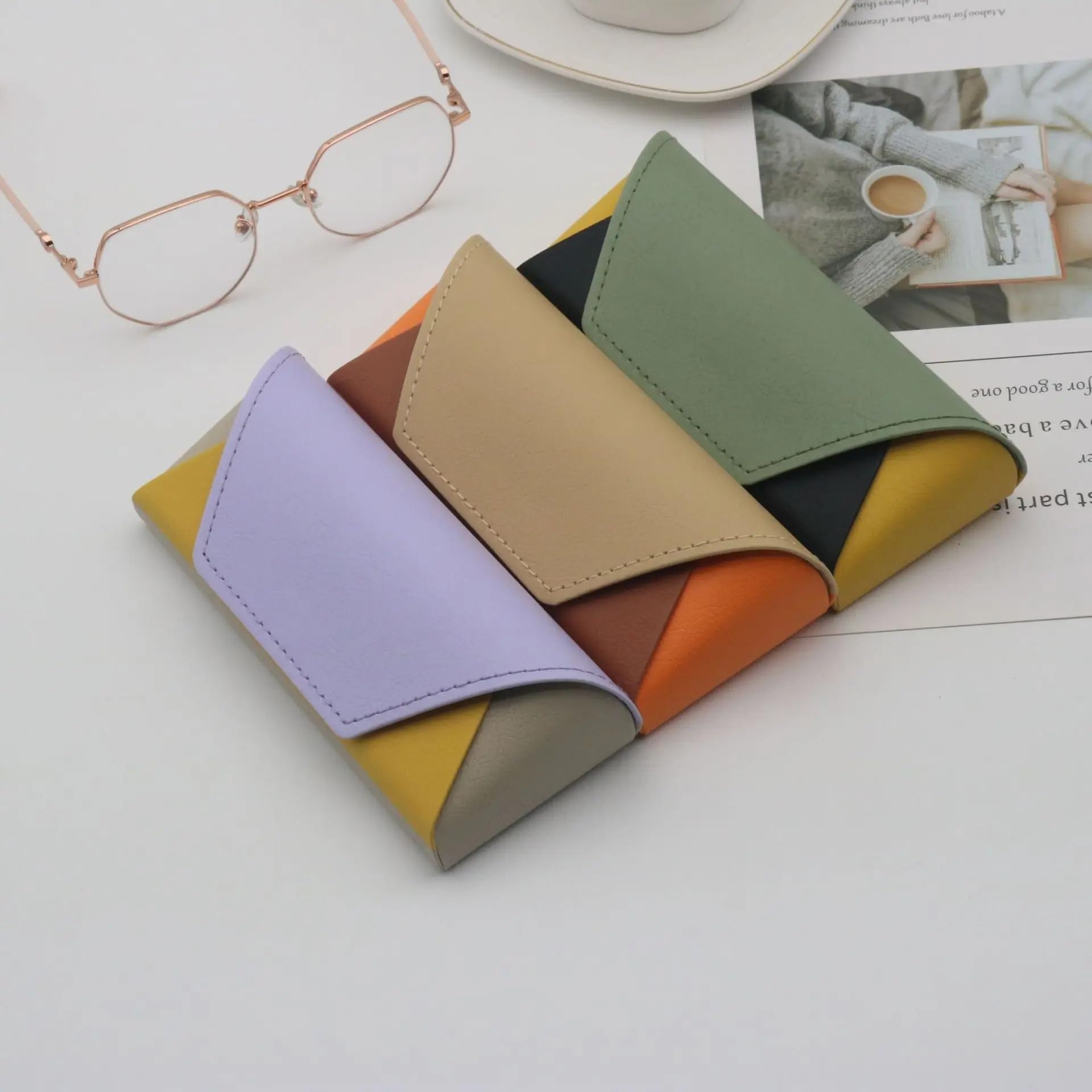 Estuche for gafas de sol con bloques Color, caja almacenamiento for ópticas resistente a la presión y a prueba golpes, elegante bolsa for hecha a mano, 2 uds Para Mujer y Hombre