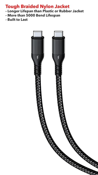 Life-Tech 60W USB-C to USB-C Nylon Braided Fast Charging/Data Cable Cord Charger (3 ft) for Rakuten Kobo Libra Colour, Clara Colour eReader