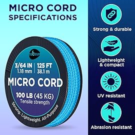 TECEUM Micro Paracord - Ice Mint - 1.18 mm x 125 ft - Micro Utility Cord - Thin Braided Paracord Rope Nylon Polyester - Wind Chime Replacement - Survival Strong String 049c