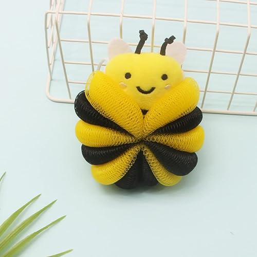 Miniatura 8 de 4 unids calmante mujeres animales bolas lufa bola hombres spa niñas cepillo de lavado niños forma abeja lufa baño puf depurador esponja amarillo