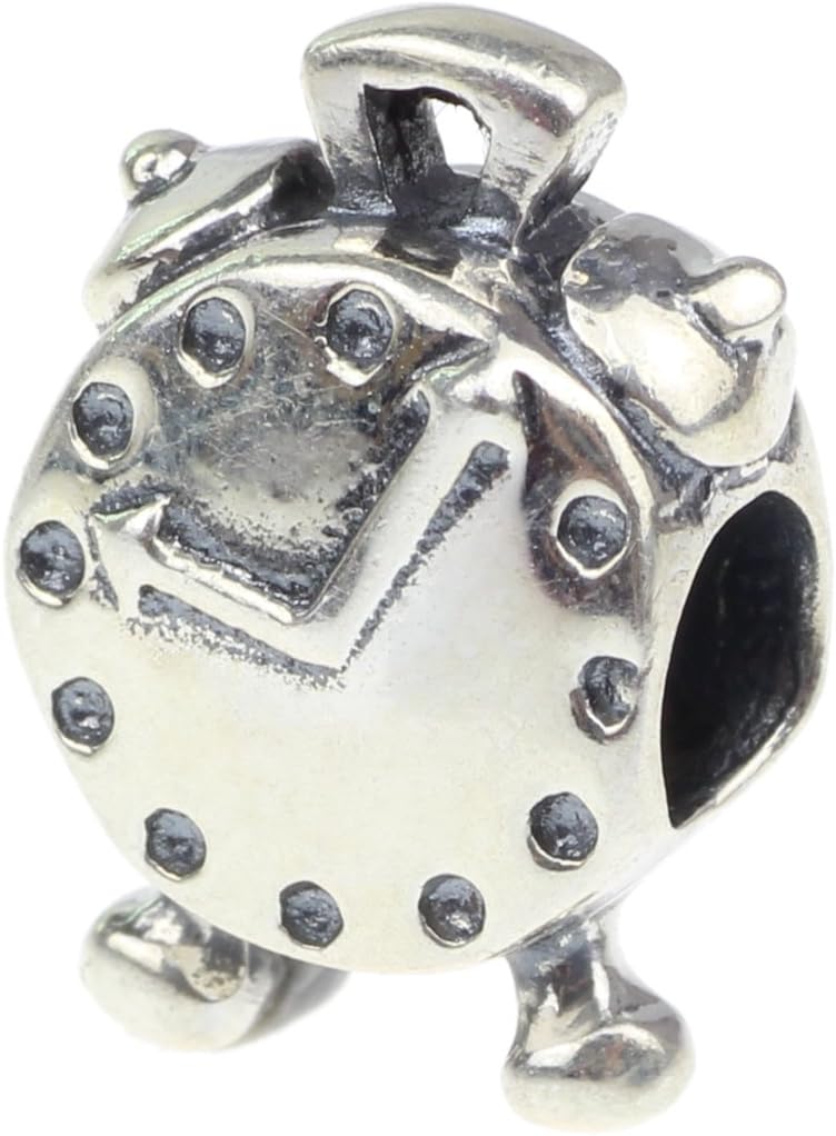 Beads Hunter Time to Wake Up! Alarm Clock .925 Sterling Silver Charm