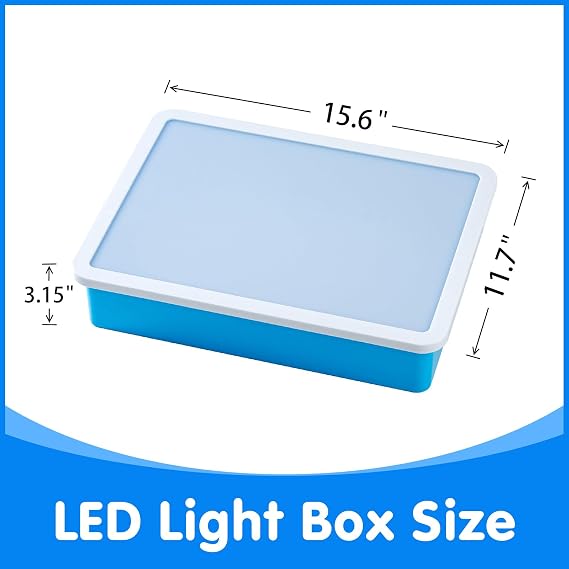Odoorgames Bright LED Light Box - 16 - Light Table for Kids, 60 Pieces 3D Shapes for Teaching - Geometric Solids for Kids