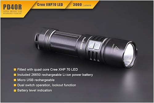 Miniatura 3 de Fenix Linternas Fenix PD Series PD40R 3000 lúmenes linterna negra