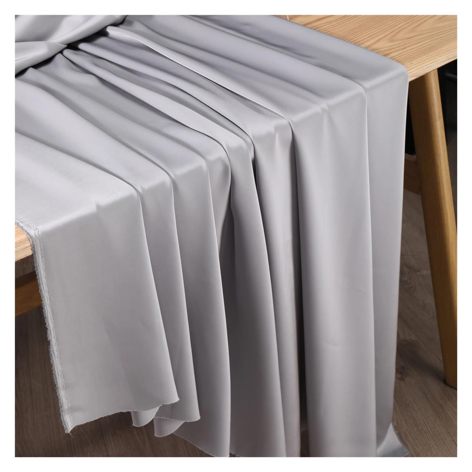 Satin Fabric Double Faced Acetate Satin Fabric Luxury Silk Like Bridal Wedding Dress Cheongsam Evening Gown for Craft(Grey)