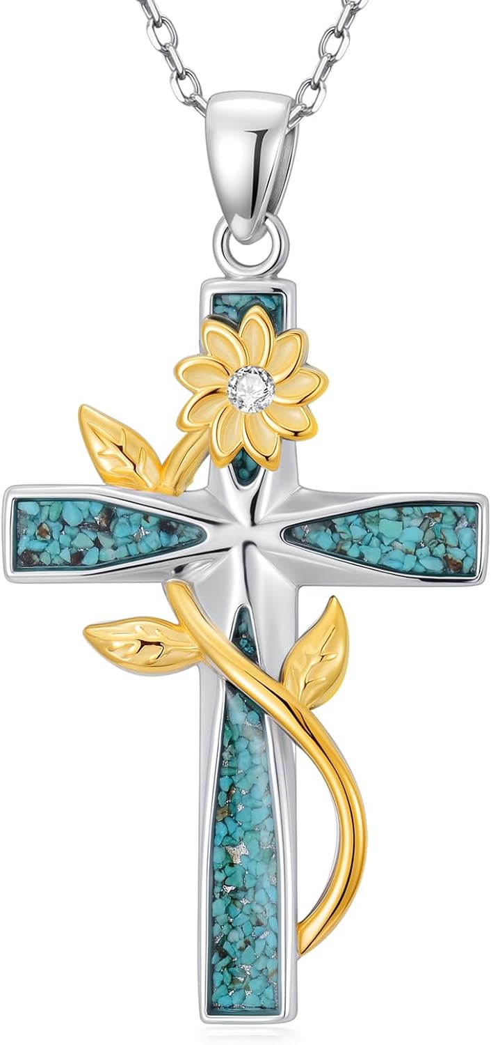 JUSTKIDSTOY Cross Necklace for Women 925 Sterling Silver Cross Pendant Necklaces Religious Jewelry Gifts for Wife