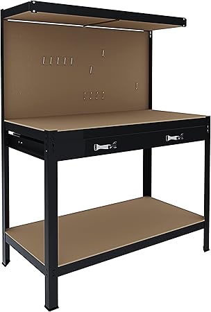 Banco Da Lavoro Con Cassetto E Pannello Forato - 120x60 Cm, Portata 370 Kg - Foto 13