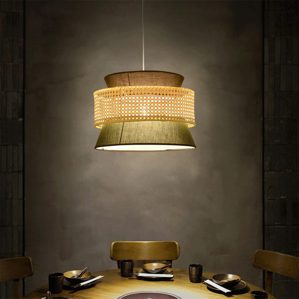 Lampe suspendue en rotin tressé main au style japonais raffiné