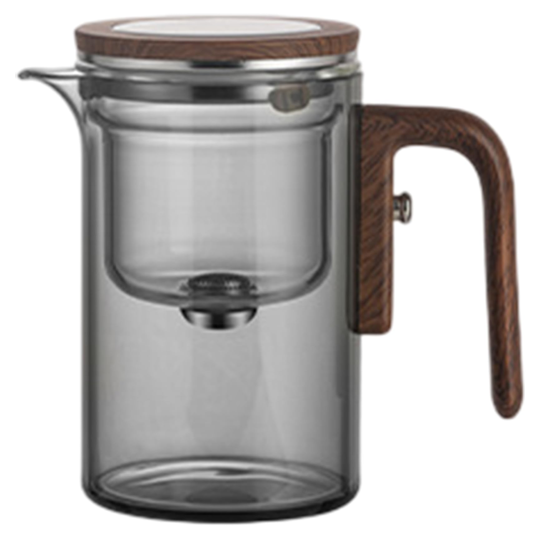 Théière avec infuseur et commande par pression pour un dosage parfait