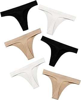 DEANGELMON Seamless Thongs for Women Comfortable Low Rise Underwear No Show Thong Panties Stretch Multiple Pack