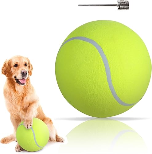 susu & wuwu Pelota de tenis gigante para perros, pelota de tenis grande amarilla para perro, regalo de cumpleaños, pelotas de juguete para mascotas