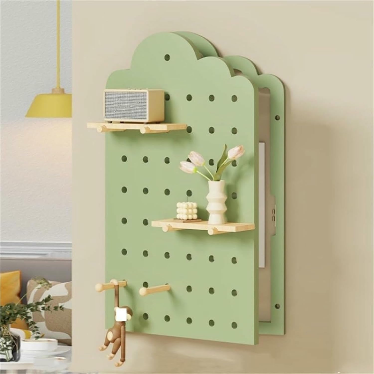 Wooden Electrical Panel Cover with Pegboard Storage Stylish Decorative Breaker Box Cover for Hotel Kitchen Room,Ideal for Living Room
