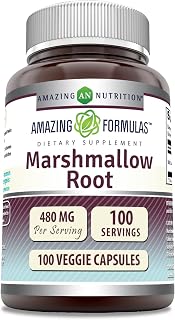 Amazing Formulas Marshmallow Root Supplement | 480 Mg Per Serving | 100 Veggie Capsules | Non-GMO | Gluten Free | Made in USA