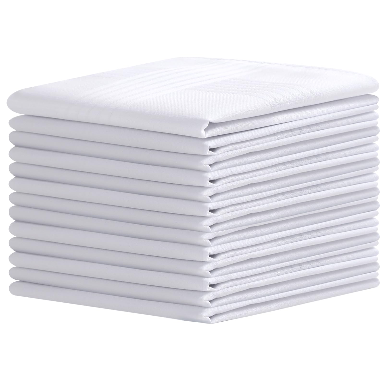 Handkerchiefs for Men, 100% Soft Cotton Hankerchief Machine Wash White Pocket Square for Suit - 16'' x 16'' Mens Hankie