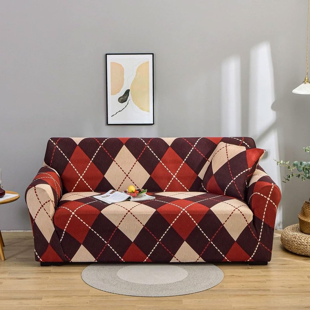 Sswh B 'G'> G Sofa Cover 1/2/3/4 Seater Super Soft Covers High Stretch Sofa Slipcover Printed Pattern Sofa Covers Universal Sofa Slipcover All-Inclusive Sofa Slipcover For D(Size:2 Seater(145-185Cm),Color:b 'G'> G)