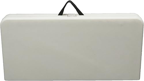 Miniatura 4 de Mesa plegable rectangular de plástico de 8 pies (30 x 96 pulgadas) | Plegable por la mitad con asa de transporte | Ligera y portátil | Resina blanca