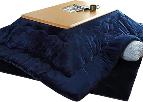 Kotatsu Heated Coffee Tea Table,Tatami Mat Heating Japanese Stove Multifunctional Wood Heater Desk 4 -Piece Set,Square Futon Comforter Blanket,Home and Living for Four Seasons